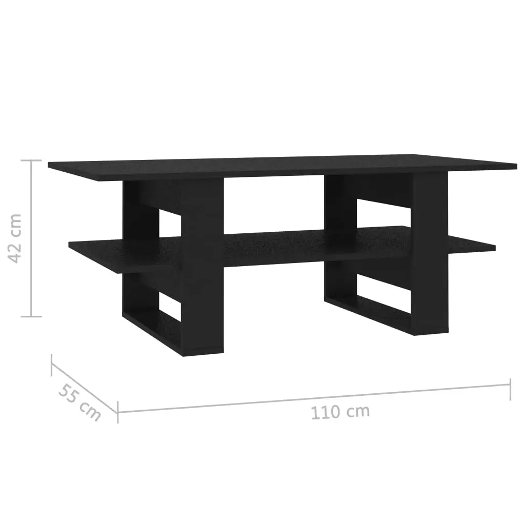 vidaXL Coffee Table Black 110x55x42 cm Chipboard