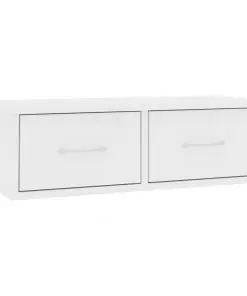 vidaXL Wall-mounted Drawer Shelf White 60x26x18.5 cm Chipboard