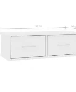 vidaXL Wall-mounted Drawer Shelf White 60x26x18.5 cm Chipboard
