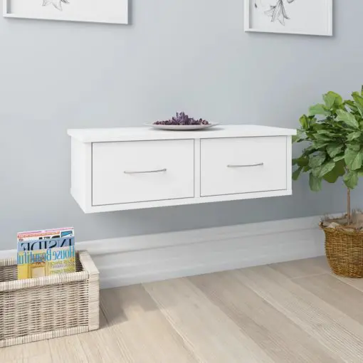 vidaXL Wall-mounted Drawer Shelf White 60x26x18.5 cm Chipboard