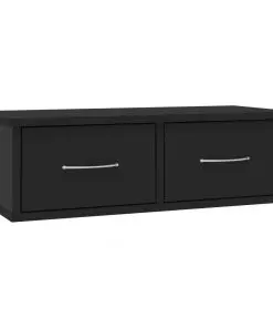 vidaXL Wall-mounted Drawer Shelf Black 60x26x18.5 cm Chipboard