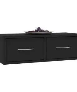 vidaXL Wall-mounted Drawer Shelf Black 60x26x18.5 cm Chipboard