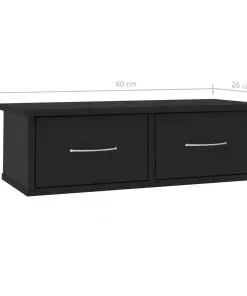 vidaXL Wall-mounted Drawer Shelf Black 60x26x18.5 cm Chipboard