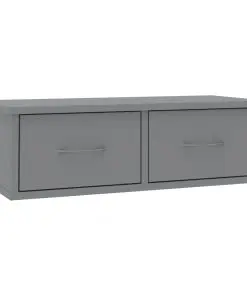 vidaXL Wall-mounted Drawer Shelf Grey 60x26x18.5 cm Chipboard