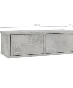 vidaXL Wall-mounted Drawer Shelf Concrete Grey 60x26x18.5 cm Chipboard