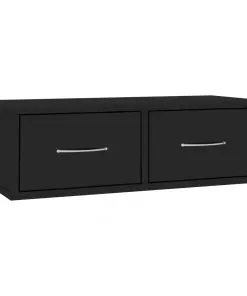 vidaXL Wall-mounted Drawer Shelf High Gloss Black 60x26x18.5 cm Chipboard