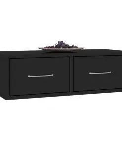 vidaXL Wall-mounted Drawer Shelf High Gloss Black 60x26x18.5 cm Chipboard
