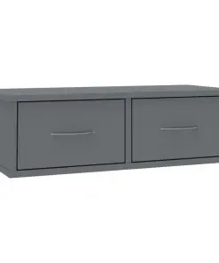 vidaXL Wall-mounted Drawer Shelf High Gloss Grey 60x26x18.5 cm Chipboard