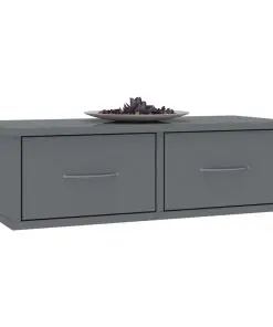 vidaXL Wall-mounted Drawer Shelf High Gloss Grey 60x26x18.5 cm Chipboard