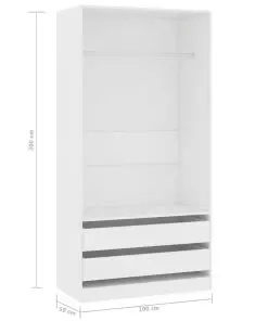 vidaXL Wardrobe White 100x50x200 cm Chipboard