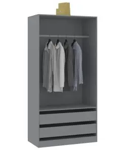 vidaXL Wardrobe Grey 100x50x200 cm Chipboard