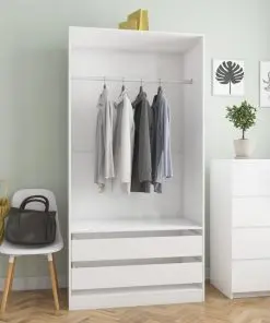 vidaXL Wardrobe High Gloss White 100x50x200 cm Chipboard