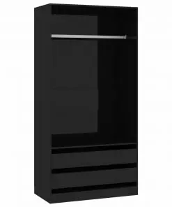 vidaXL Wardrobe High Gloss Black 100x50x200 cm Chipboard