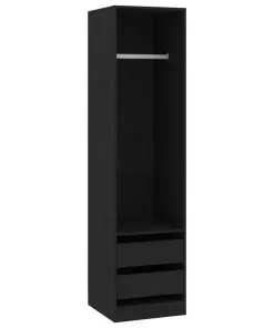 vidaXL Wardrobe with Drawers Black 50x50x200 cm Chipboard