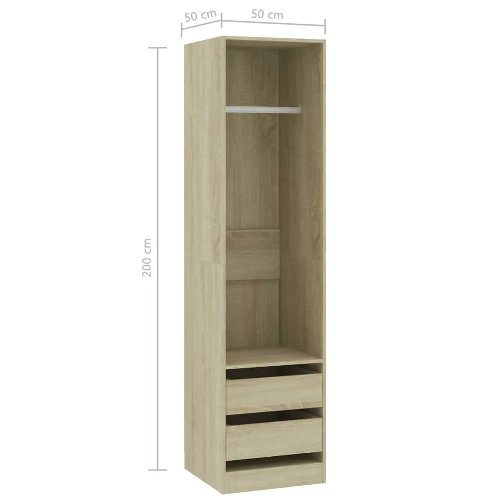 vidaXL Wardrobe with Drawers Sonoma Oak 50x50x200 cm Chipboard