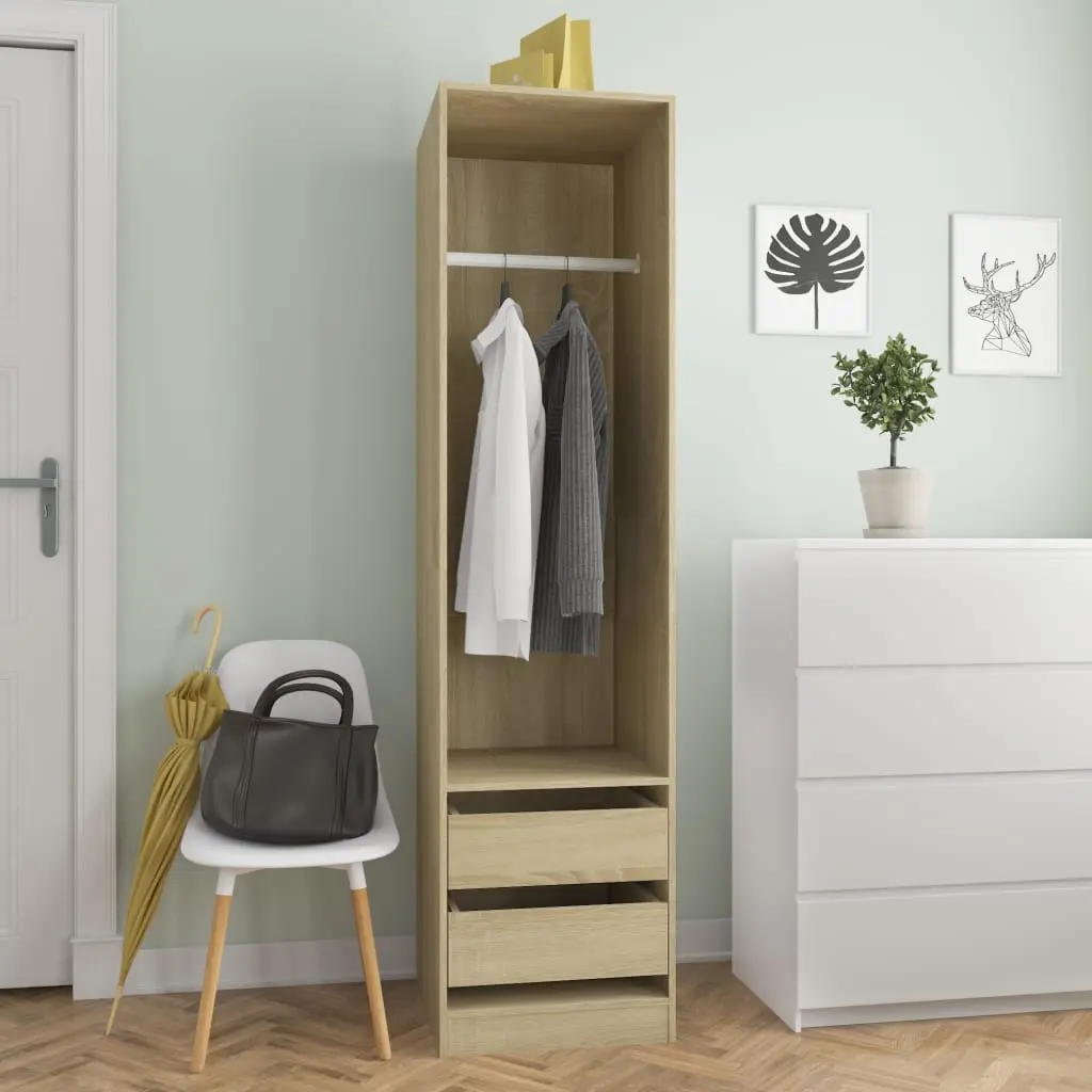 vidaXL Wardrobe with Drawers Sonoma Oak 50x50x200 cm Chipboard