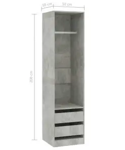 vidaXL Wardrobe with Drawers Concrete Grey 50x50x200 cm Chipboard