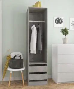 vidaXL Wardrobe with Drawers Concrete Grey 50x50x200 cm Chipboard