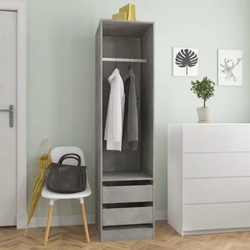 vidaXL Wardrobe with Drawers Concrete Grey 50x50x200 cm Chipboard