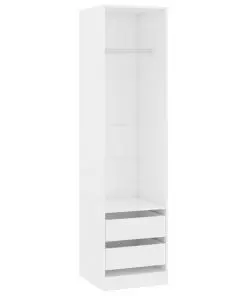 vidaXL Wardrobe with Drawers High Gloss White 50x50x200 cm Chipboard