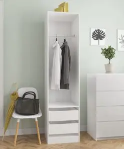 vidaXL Wardrobe with Drawers High Gloss White 50x50x200 cm Chipboard