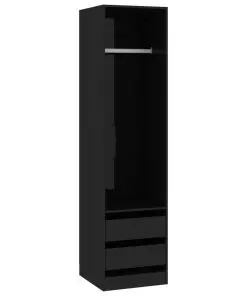 vidaXL Wardrobe with Drawers High Gloss Black 50x50x200 cm Chipboard