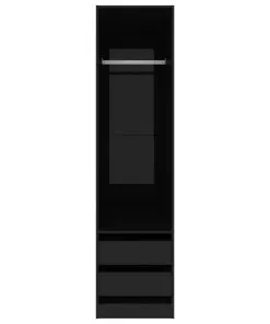 vidaXL Wardrobe with Drawers High Gloss Black 50x50x200 cm Chipboard