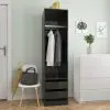 vidaXL Wardrobe with Drawers High Gloss Black 50x50x200 cm Chipboard