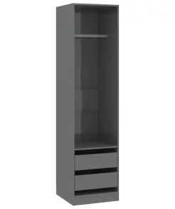 vidaXL Wardrobe with Drawers High Gloss Grey 50x50x200 cm Chipboard