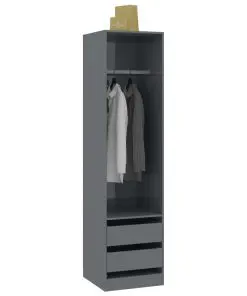 vidaXL Wardrobe with Drawers High Gloss Grey 50x50x200 cm Chipboard