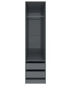 vidaXL Wardrobe with Drawers High Gloss Grey 50x50x200 cm Chipboard
