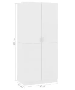vidaXL Wardrobe White 80x52x180 cm Chipboard