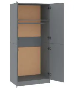 vidaXL Wardrobe Grey 80x52x180 cm Chipboard