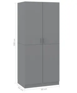vidaXL Wardrobe Grey 80x52x180 cm Chipboard