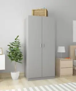 vidaXL Wardrobe Grey 80x52x180 cm Chipboard