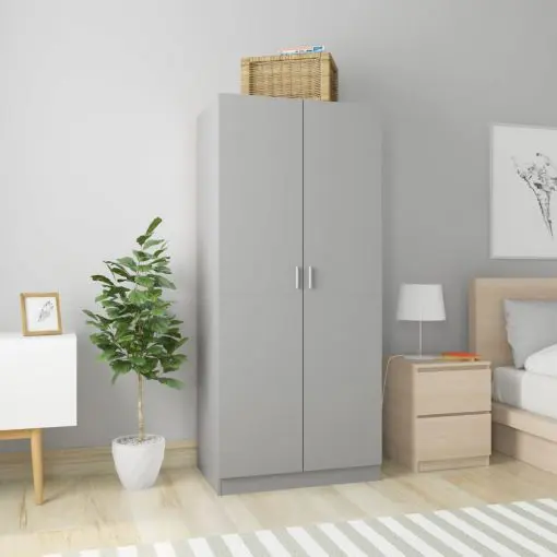 vidaXL Wardrobe Grey 80x52x180 cm Chipboard