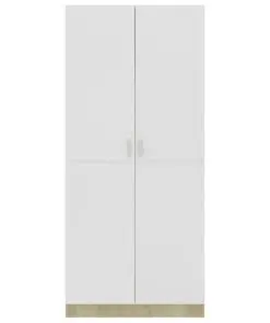 vidaXL Wardrobe White and Sonoma Oak 80x52x180 cm Chipboard
