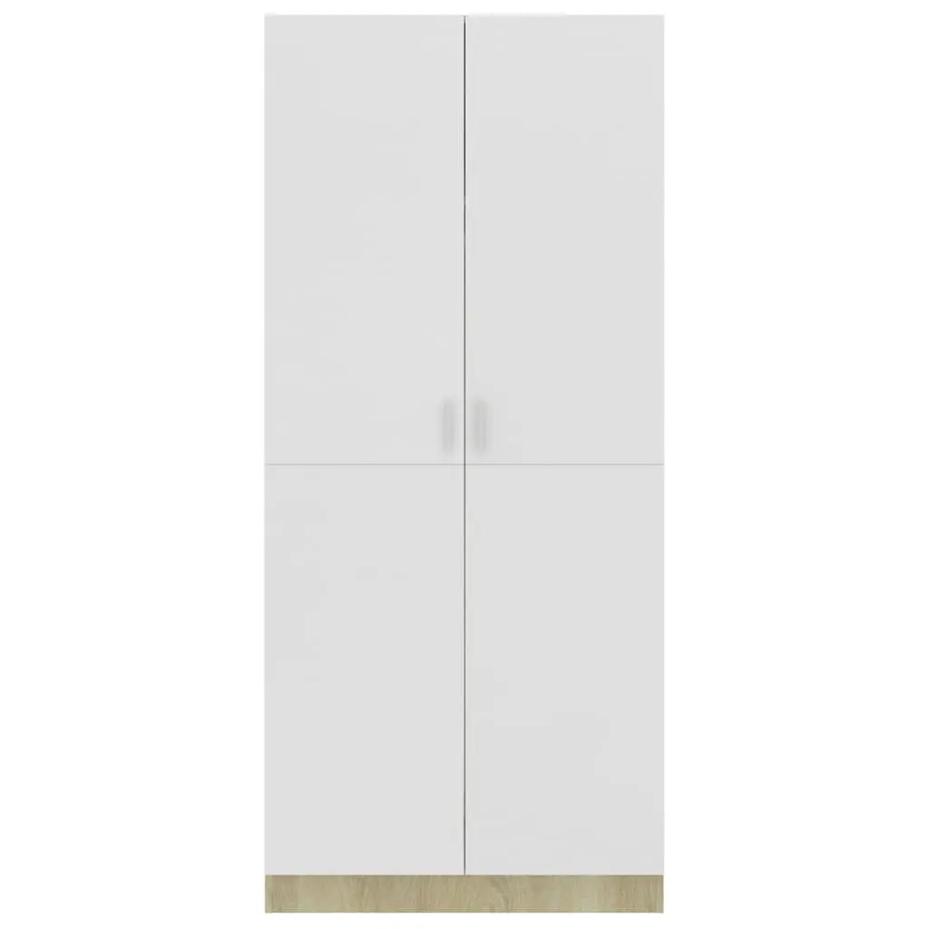 vidaXL Wardrobe White and Sonoma Oak 80x52x180 cm Chipboard