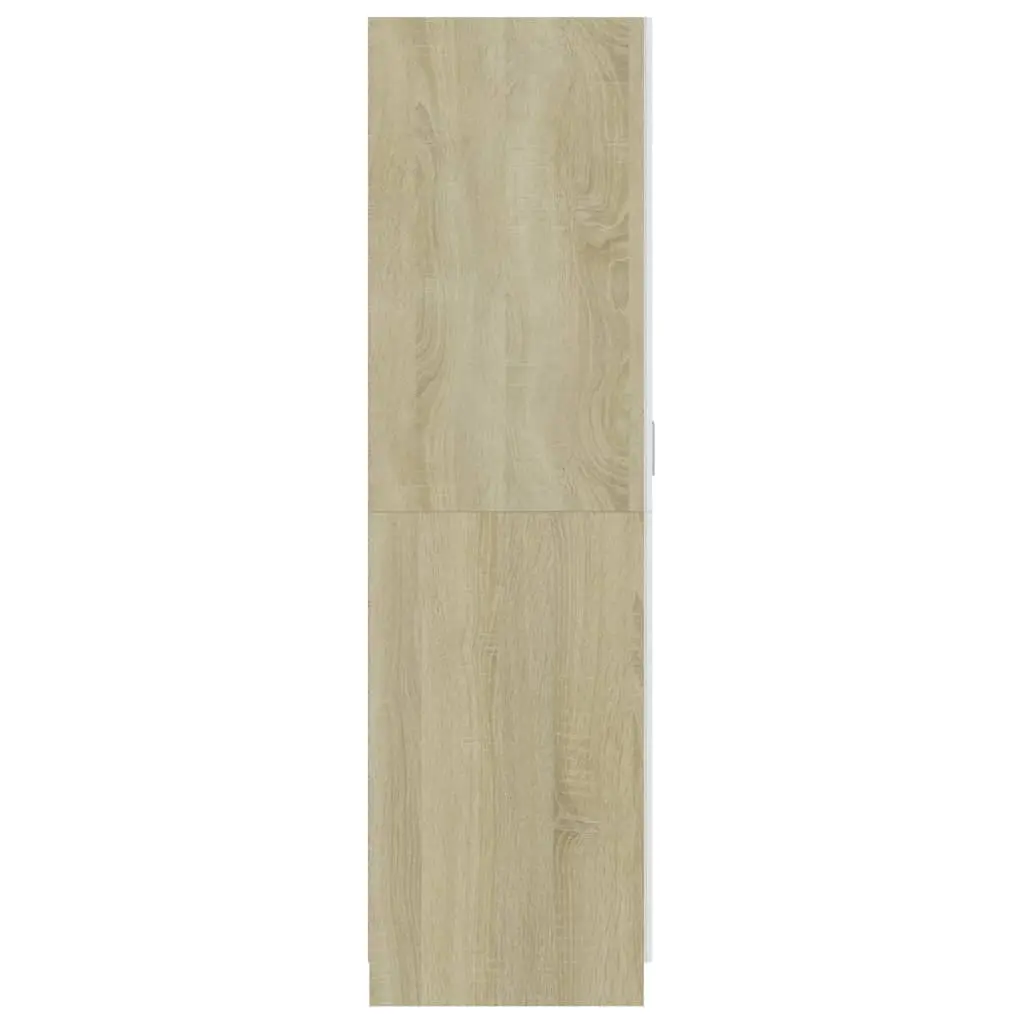 vidaXL Wardrobe White and Sonoma Oak 80x52x180 cm Chipboard