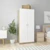 vidaXL Wardrobe White and Sonoma Oak 80x52x180 cm Chipboard