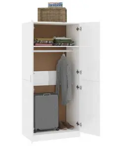 vidaXL Wardrobe High Gloss White 80x52x180 cm Chipboard
