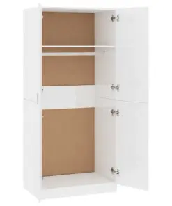 vidaXL Wardrobe High Gloss White 80x52x180 cm Chipboard