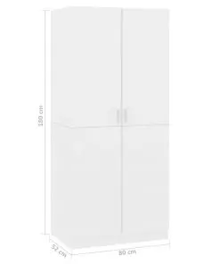 vidaXL Wardrobe High Gloss White 80x52x180 cm Chipboard