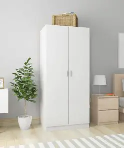 vidaXL Wardrobe High Gloss White 80x52x180 cm Chipboard
