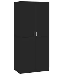 vidaXL Wardrobe High Gloss Black 80x52x180 cm Chipboard