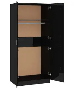 vidaXL Wardrobe High Gloss Black 80x52x180 cm Chipboard