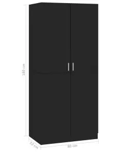 vidaXL Wardrobe High Gloss Black 80x52x180 cm Chipboard