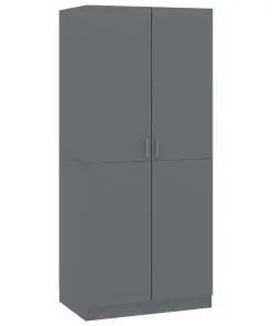 vidaXL Wardrobe High Gloss Grey 80x52x180 cm Chipboard