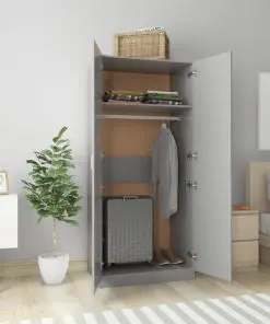 vidaXL Wardrobe High Gloss Grey 80x52x180 cm Chipboard