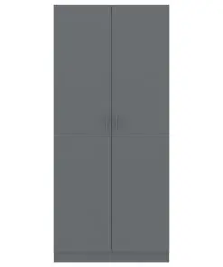 vidaXL Wardrobe High Gloss Grey 80x52x180 cm Chipboard